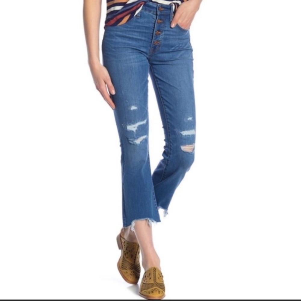 Madewell Cali Demi Boot Jeans distressed ripped Size 25